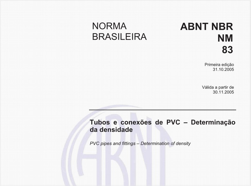 Tubos e conexões de PVC - Determinação da densidade