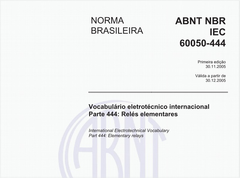 Vocabulário eletrotécnico internacional - Parte 444: Relés elementares