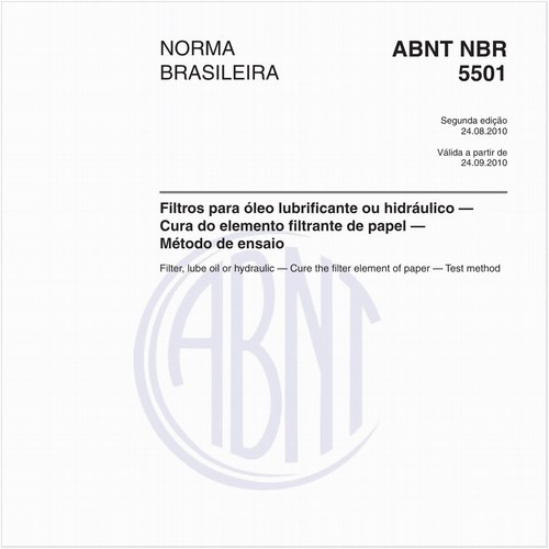 Filtros para óleo lubrificante ou hidráulico — Cura do elemento filtrante de papel — Método de ensaio