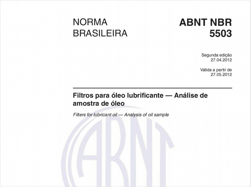 Filtros para óleo lubrificante — Análise de amostra de óleo