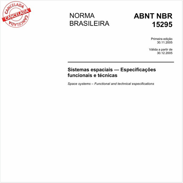 Sistemas espaciais - Especificações funcionais e técnicas