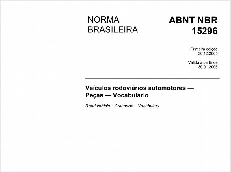 Veículos rodoviários automotores - Peças - Vocabulário
