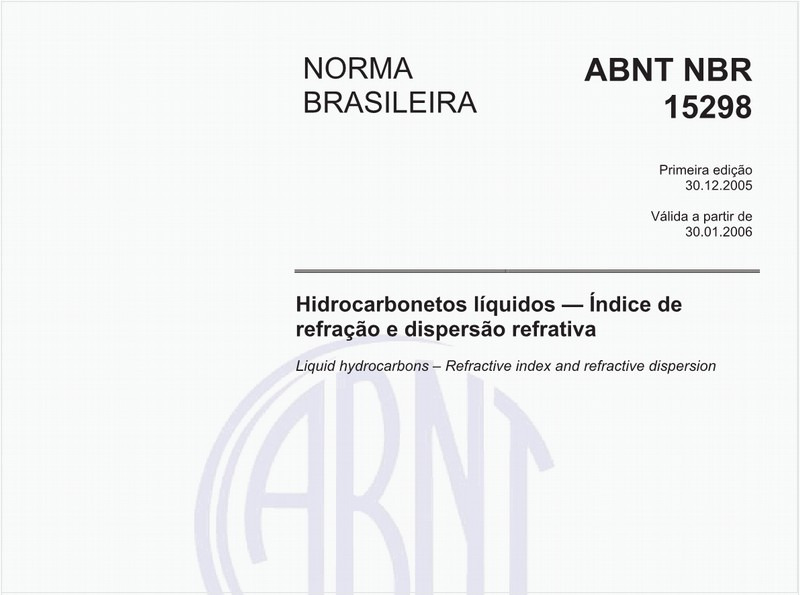 Hidrocarbonetos liquídos - Índice de refração de dispersão refrativa