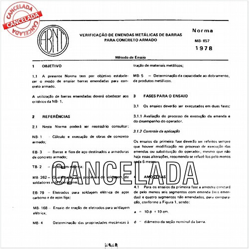 Verificação de emendas metálicas de barras de concreto armado