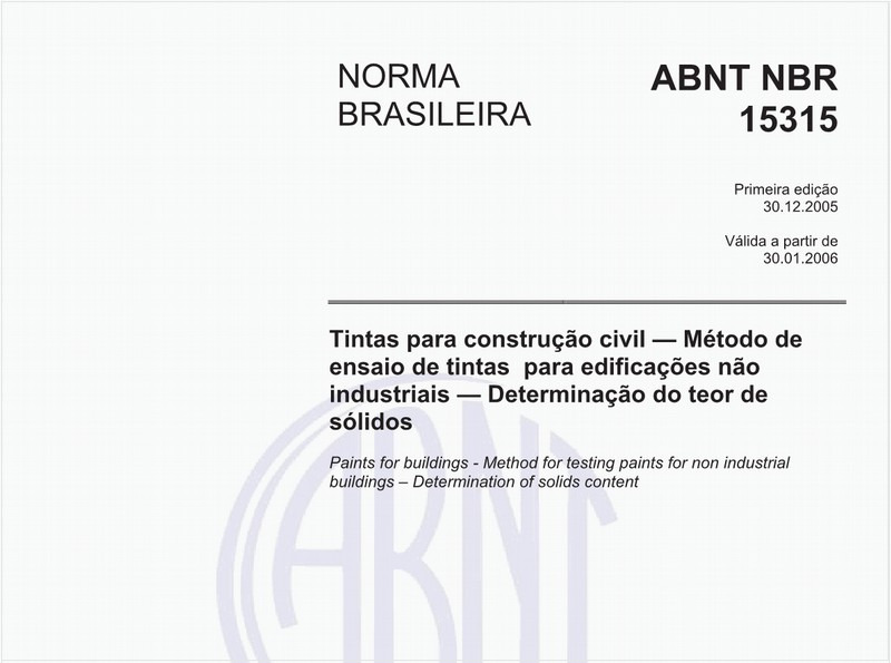 Tintas para construção civil - Método de ensaio de tintas para edificações não industriais - Determinação do teor de sólidos