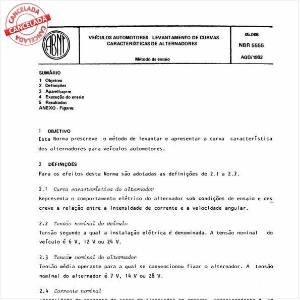 Veículos automotores - Levantamento de curvas características de alternadores