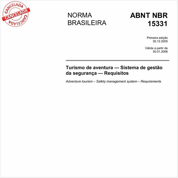 Turismo de aventura - Sistema de gestão de segurança - Requisitos