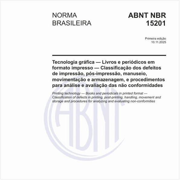 Tecnologia gráfica — Livros e periódicos em formato impresso — Classificação dos defeitos de impressão, pós-impressão, manuseio, movimentação e armazenagem, e procedimentos para análise e avaliação das não conformidades