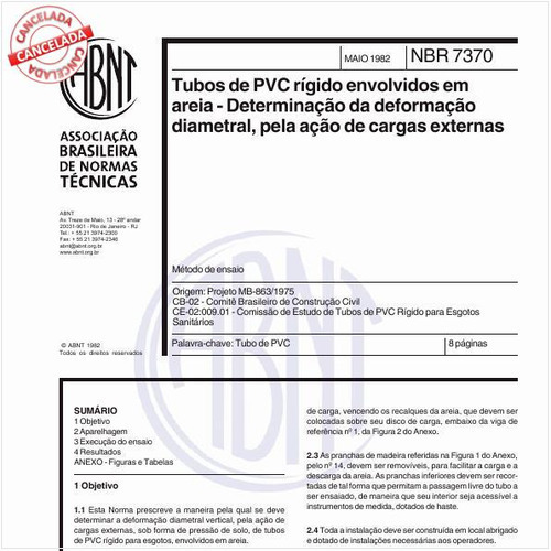 Tubos de PVC rígido envolvidos em areia - Determinação da deformação diametral, pela ação de cargas externas