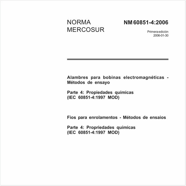 Fios para enrolamentos - Métodos de ensaios - Parte 4: Propriedades químicas (IEC 60851-4:1997, MOD)