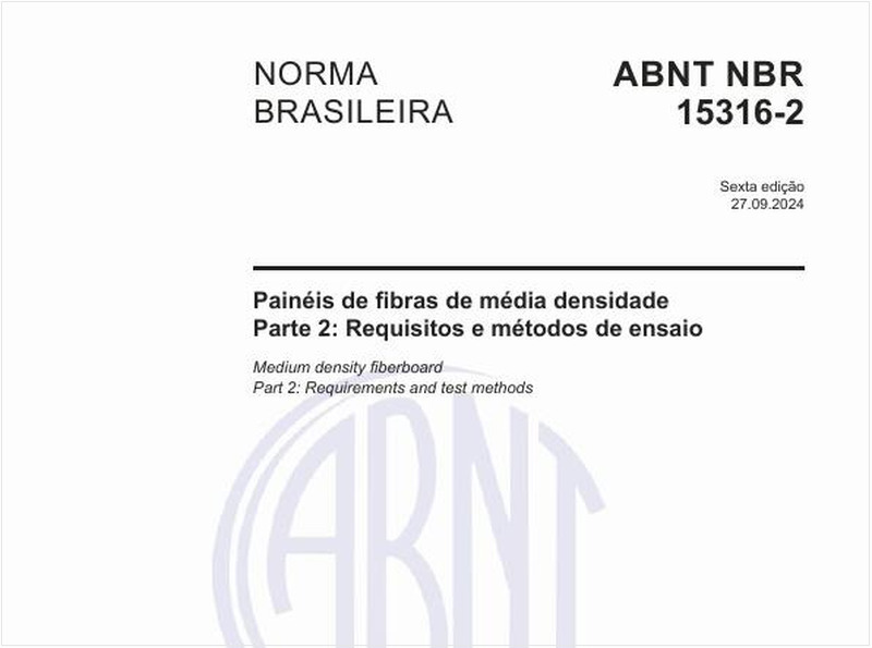 Painéis de fibras de média densidade - Parte 2: Requisitos e métodos de ensaio