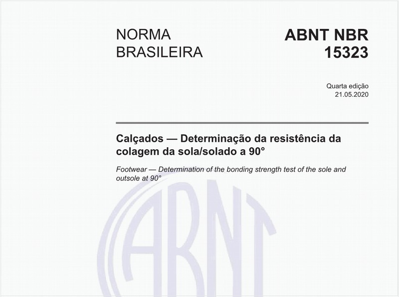 Calçados — Determinação da resistência da colagem da sola/solado a 90°