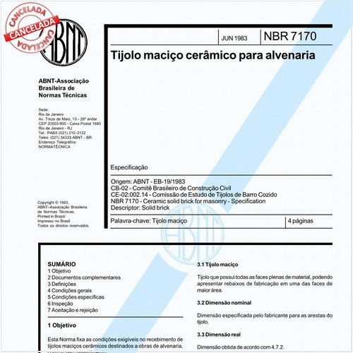 Tijolo maciço cerâmico para alvenaria