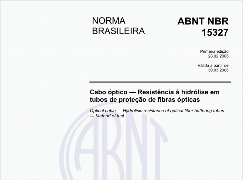 Cabo óptico - Resistência à hidrólise em tubos de proteção de fibras ópticas