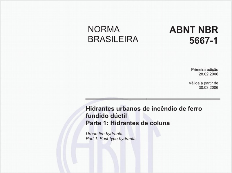 Hidrantes urbanos de incêndio de ferro fundido dúctil - Parte 1: Hidrantes de coluna