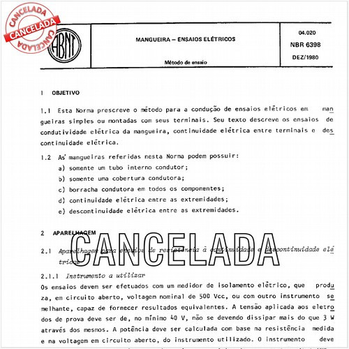 Mangueira - Ensaios elétricos