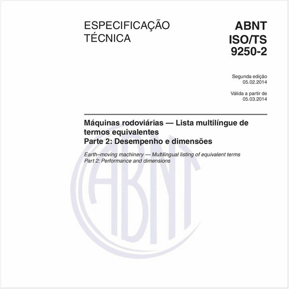 Máquinas rodoviárias — Lista multilíngue de termos equivalentes - Parte 2: Desempenho e dimensões