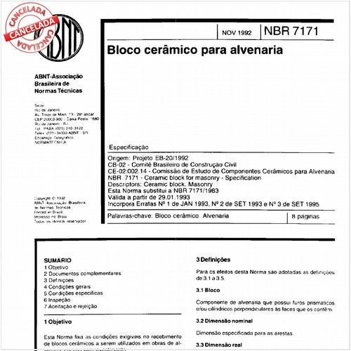 Bloco cerâmico para alvenaria