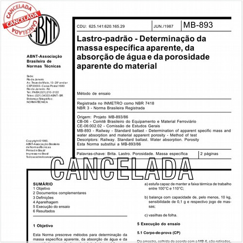 Lastro-padrão - Determinação da massa específica aparente, da absorção de água e da porosidade aparente do material