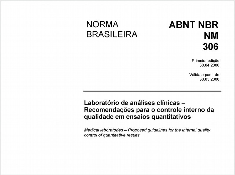 Laboratório de análises clínicas - Recomendações para o controle interno da qualidade em ensaios quantitativos