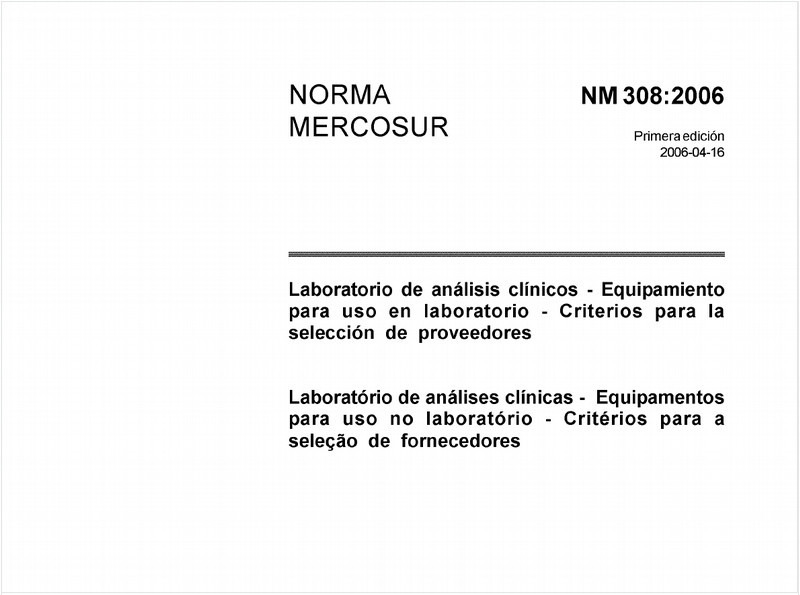 Laboratório de análises clínicas - Equipamentos para uso no laboratório - Critérios para a seleção de fornecedores