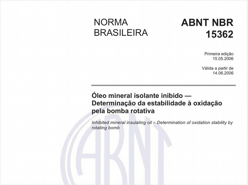Óleo mineral isolante inibido - Determinação da estabilidade à oxidação pela bomba rotativa