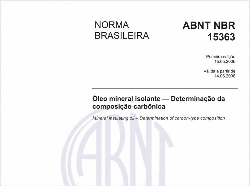 Óleo mineral isolante - Determinação da composição carbônica