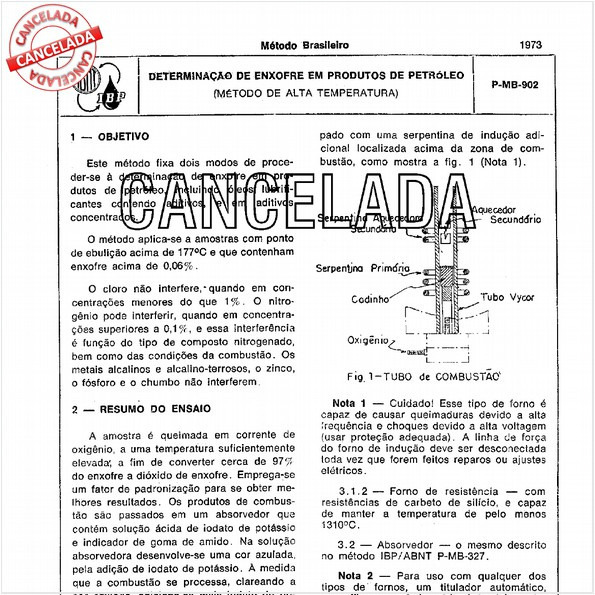 Determinação de enxofre em produtos de petróleo - Método de alta temperatura