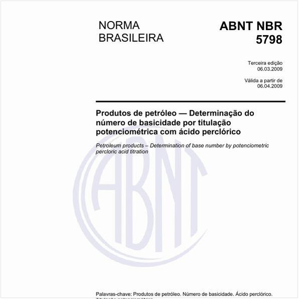Produtos de petróleo - Determinação do índice de basicidade por titulação potenciométrica com ácido perclórico