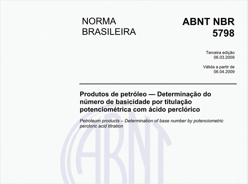 Produtos de petróleo - Determinação do índice de basicidade por titulação potenciométrica com ácido perclórico