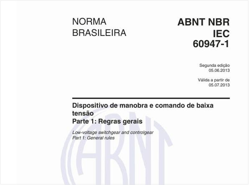 Dispositivo de manobra e comando de baixa tensão - Parte 1: Regras gerais
