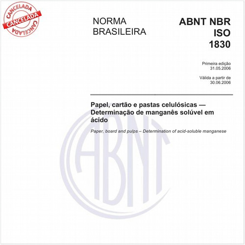 Papel, cartão e pastas celulósicas - Determinação de manganês solúvel em ácido