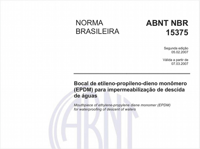 Bocal de etileno-propileno-dieno monômero (EPDM) para impermeabilização de descida de águas