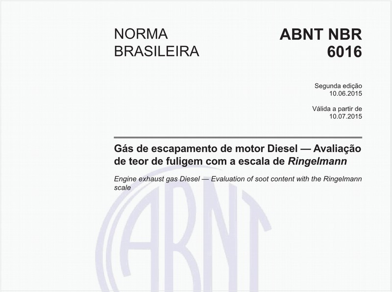 Gás de escapamento de motor Diesel - Avaliação de teor de fuligem com a escala de Ringelmann