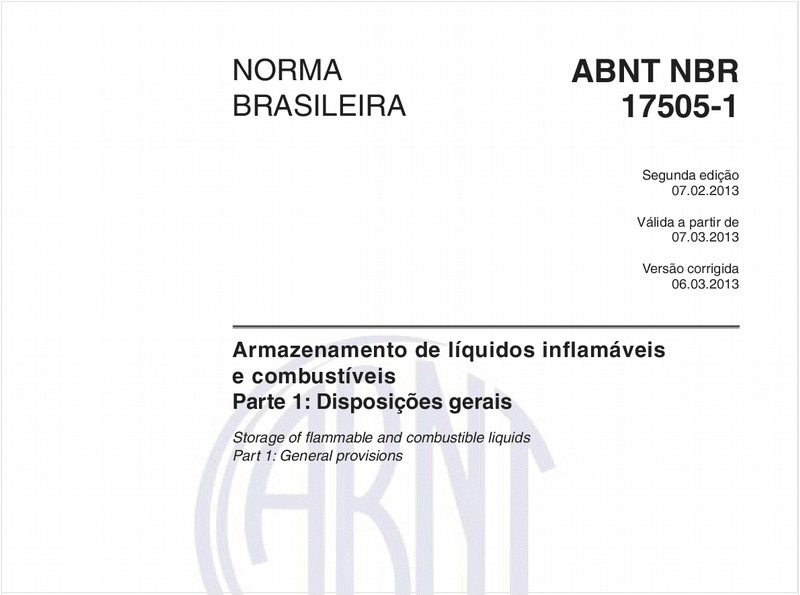 Armazenamento de líquidos inflamáveis e combustíveis - Parte 1: Disposições gerais