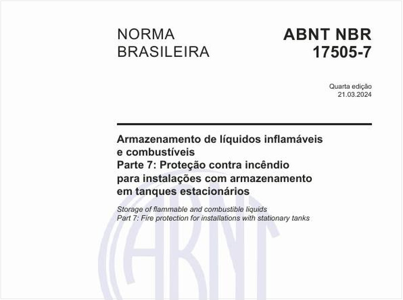 Armazenamento de líquidos inflamáveis e combustíveis  - Parte 7: Proteção contra incêndio para instalações com armazenamento em tanques estacionários