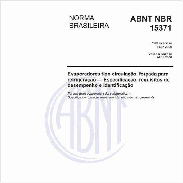 Evaporadores tipo circulação forçada para refrigeração - Especificação, requisitos de desempenho e identificação