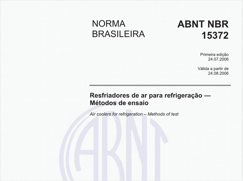 Resfriadores de ar para refrigeração - Métodos de ensaio