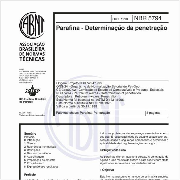 Parafina - Determinação da penetração