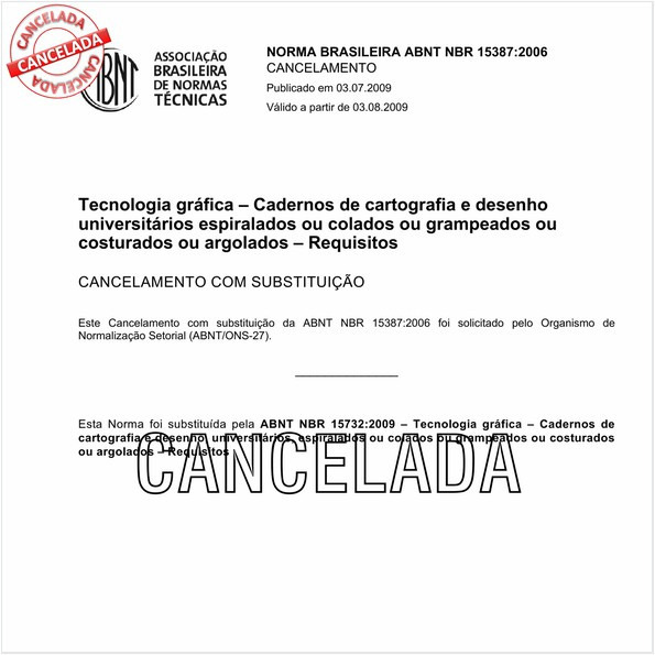 Tecnologia gráfica - Cadernos de cartografia e desenho universitários espiralados ou colados ou grampeados ou costurados ou argolados - Requisitos