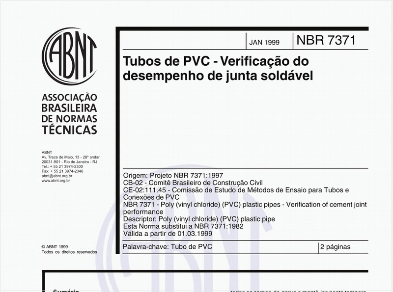 Tubos de PVC - Verificação do desempenho de junta soldável