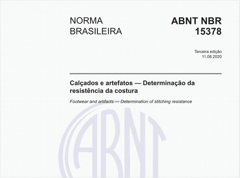 Calçados e artefatos — Determinação da resistência da costura