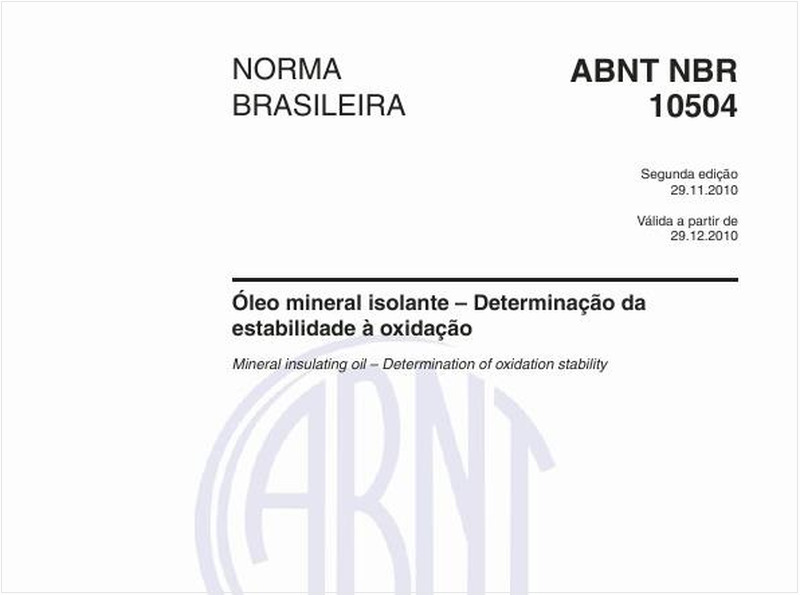 Óleo mineral isolante – Determinação da estabilidade à oxidação