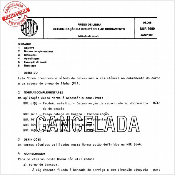 Prego de linha - Determinação da resistência ao dobramento