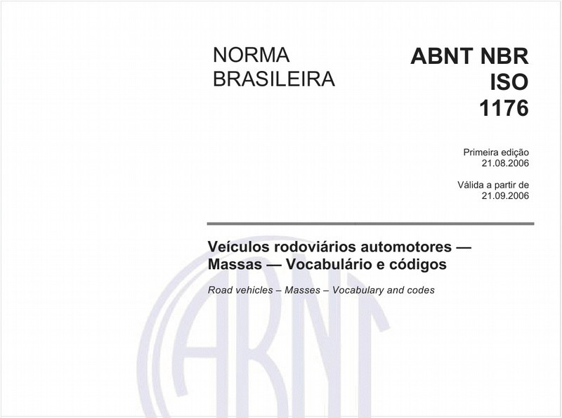 Veículos rodoviários automotores - Massas - Vocabulário e códigos