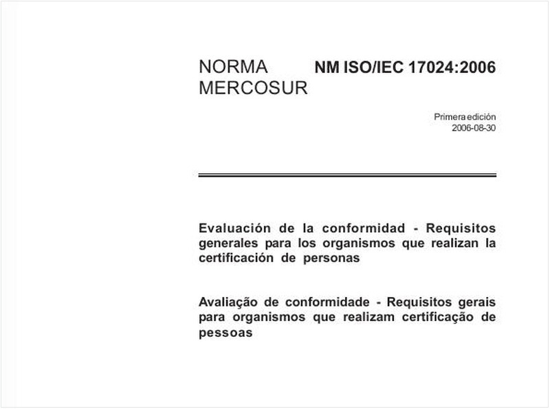 Avaliação de conformidade - Requisitos gerais para organismos que realizam certificação de pessoas