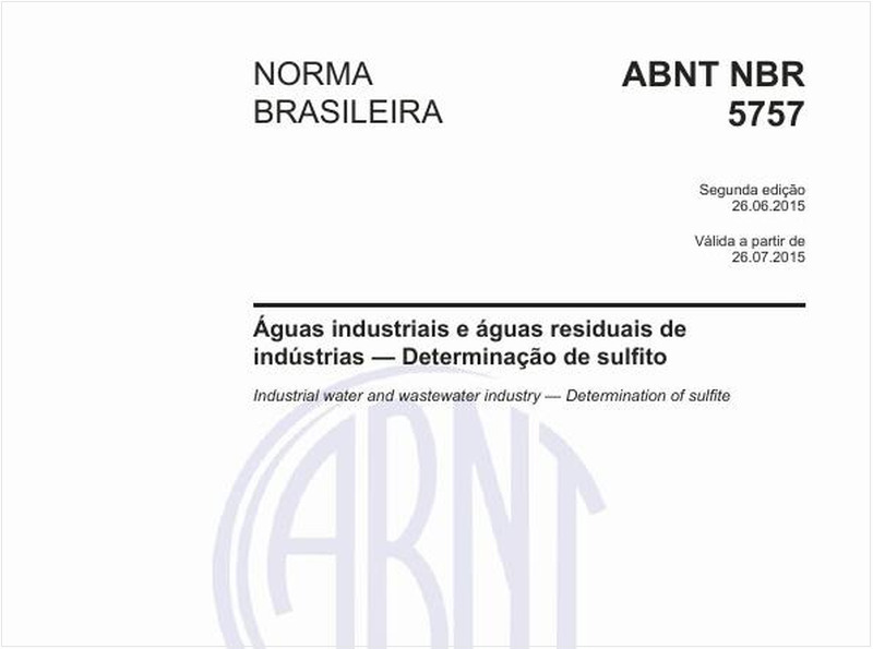 Águas industriais e águas residuais de indústrias - Determinação de sulfito
