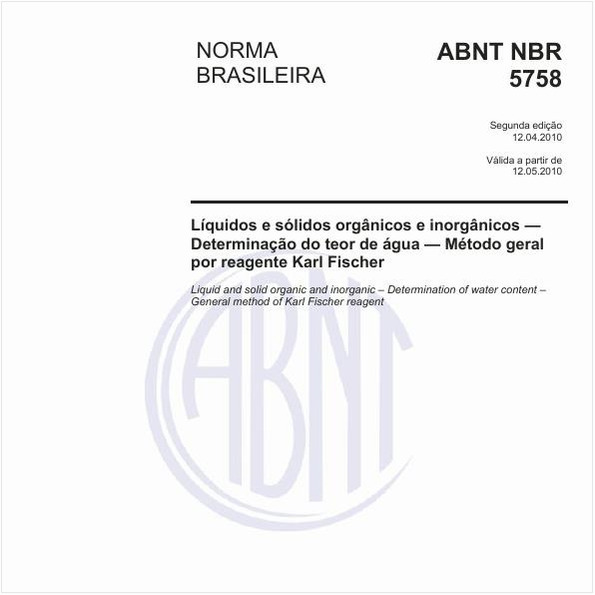 Líquidos e sólidos orgânicos e inorgânicos — Determinação do teor de água — Método geral por reagente Karl Fischer