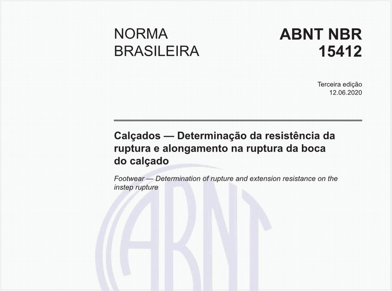 Calçados — Determinação da resistência da ruptura e alongamento na ruptura da boca do calçado