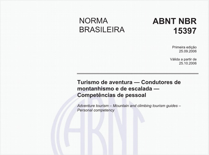 Turismo de aventura - Condutores de montanhismo e de escalada - Competência de pessoal